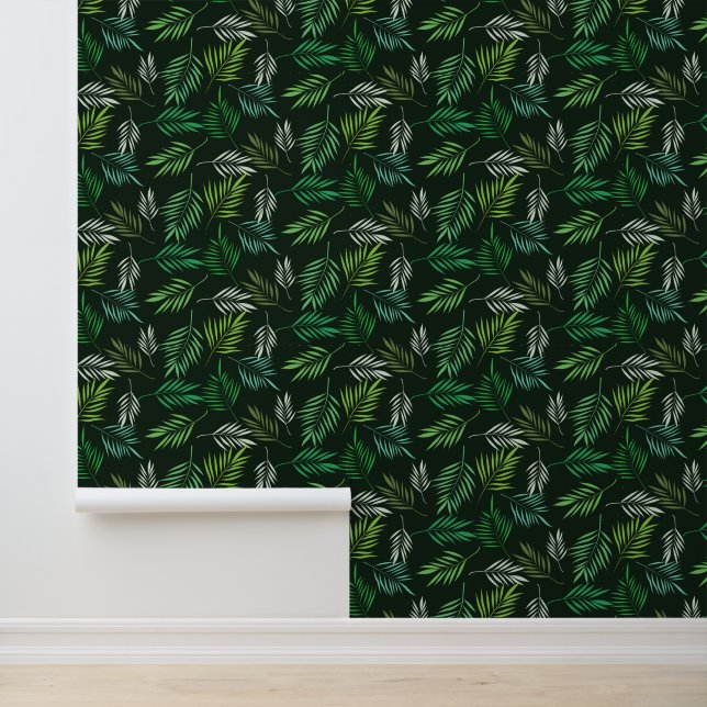 Green Tropical Palm Leaves Pattern  Wallpaper (Application)