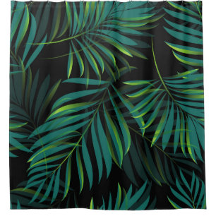 Green tropical palm leaves. Seamless pattern graph