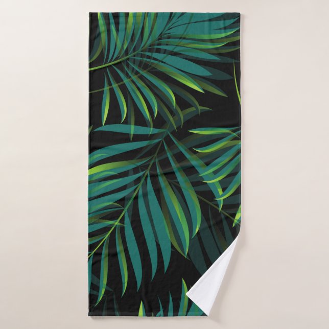 Green tropical palm leaves. Seamless pattern graph Bath Towel (Bath Towel)