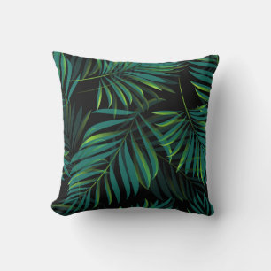 Green tropical palm leaves. Seamless pattern graph Throw Pillow
