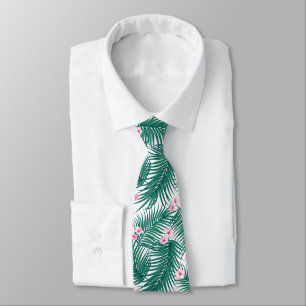 Green Tropical Palm Leaves with Hibiscus Flowers   Tie