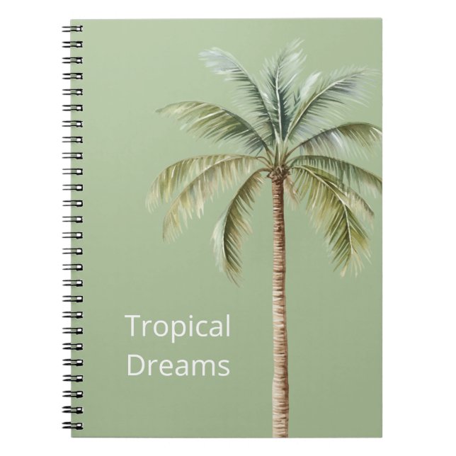 Green Tropical Palm Tree Notebook (Front)