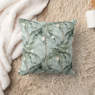 Green Tropical Palm Trees Christmas Throw Pillow