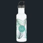 Green Tropical Palm Watercolor leaves Monogram 710 Ml Water Bottle<br><div class="desc">Personalize with an initial this waterbottle featuring my green watercolor tropical,  palm tree leaves.</div>
