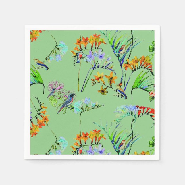 Green Tropical Paradise Party Napkins (Front)