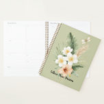 Green Tropical Peach Hibiscus Plumeria Dragonfly Planner<br><div class="desc">Green Tropical Leaves Peach Hibiscus Plumeria Flower Dragonfly</div>