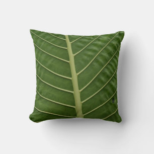 Green Tropical Rainforest Taro Leaf Veins Pattern Throw Pillow