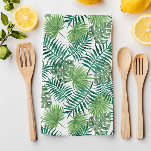 Green Tropical Summer Exotic Botanic Palm Leaves Kitchen Towel