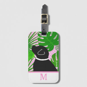 Green Tropical Tree Island Black Dog Luggage Tag