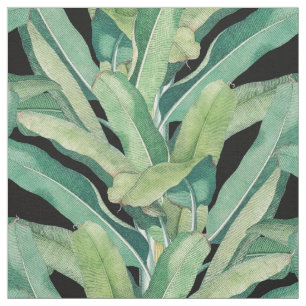 Green Tropical Vintage Banana Leaves Fabric