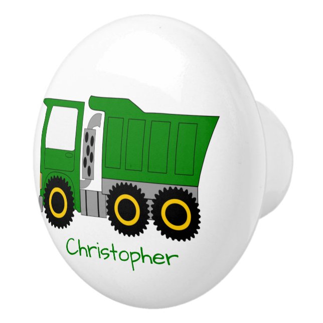 Green Truck Design Personalised Ceramic Knob (Right)