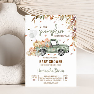 Green Truck Pumpkin Baby Shower Invitation