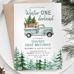 Green Truck Winter ONEderland Birthday Party Invitation<br><div class="desc">Green Truck Winter ONEderland Birthday Party Invitation
Event can be customized.</div>