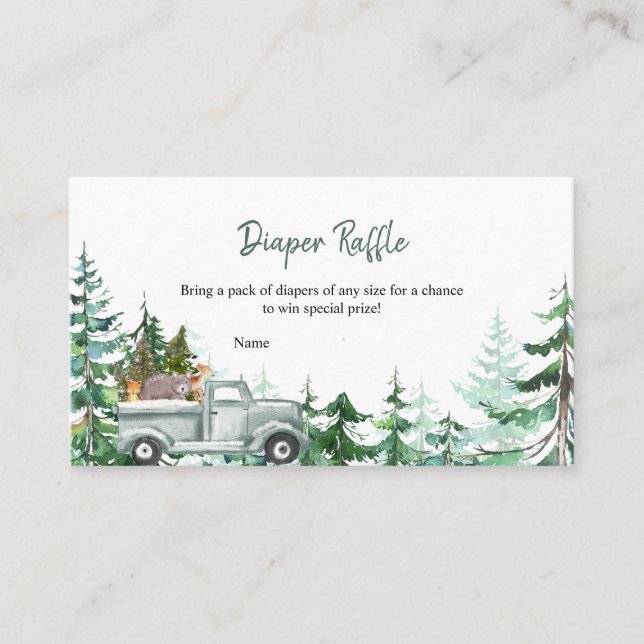 Green Truck Winter ONEderland Diaper Raffle   Enclosure Card (Front)