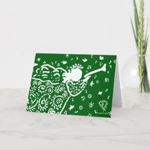 Green Trumpet Angel Card
