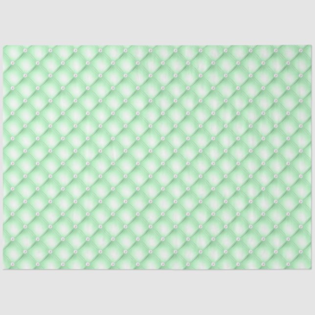 Green Tufted Pearls Tissue Paper (Front)