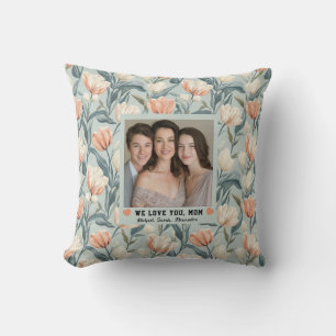 Green Tulip Botanical Mom Mummy Birthday Sofa Throw Pillow