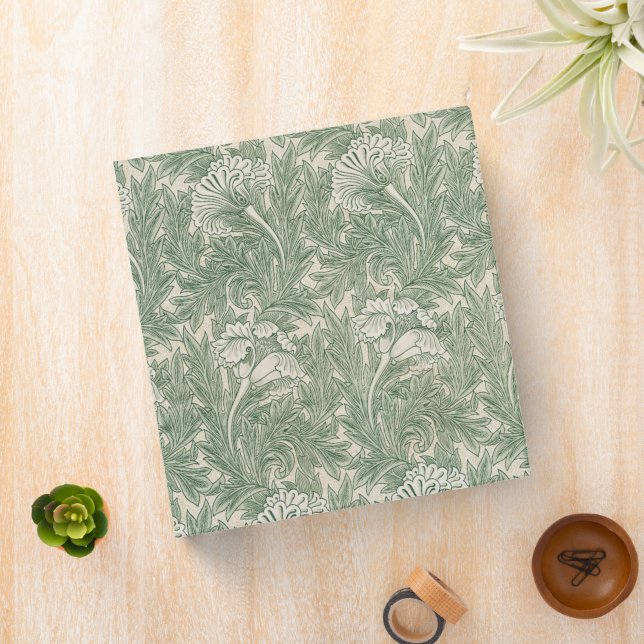 Green Tulips William Morris 3 Ring Binder  (In Situ)