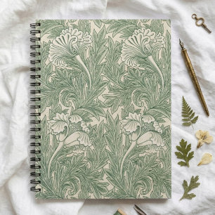 Green Tulips William Morris Spiral Notebook