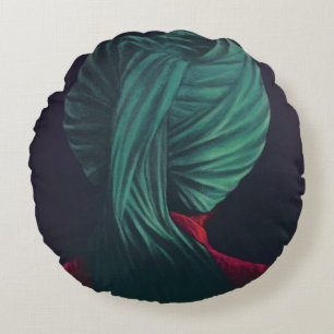 Green Turban Round Pillow