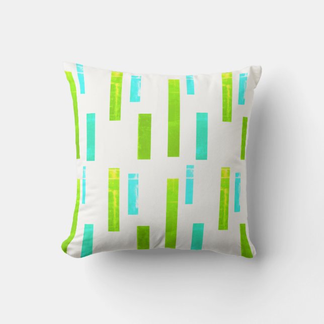 Green Turquoise Blue Blocks Abstract Throw Pillow (Front)