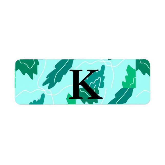 Green turquoise leaves floral pattern add monogram (Front)