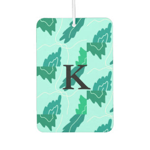 Green turquoise leaves floral pattern add monogram air freshener