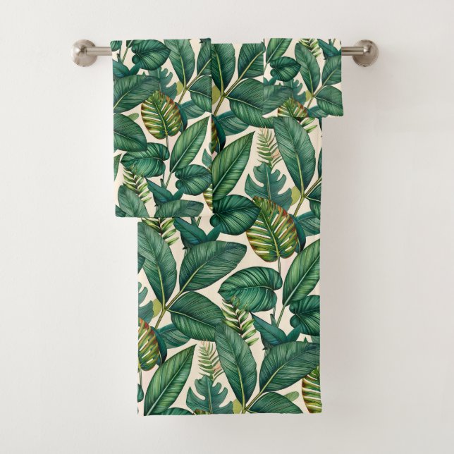 Green & Turquoise Palm Monstera Tropical Feuille M (En situation)