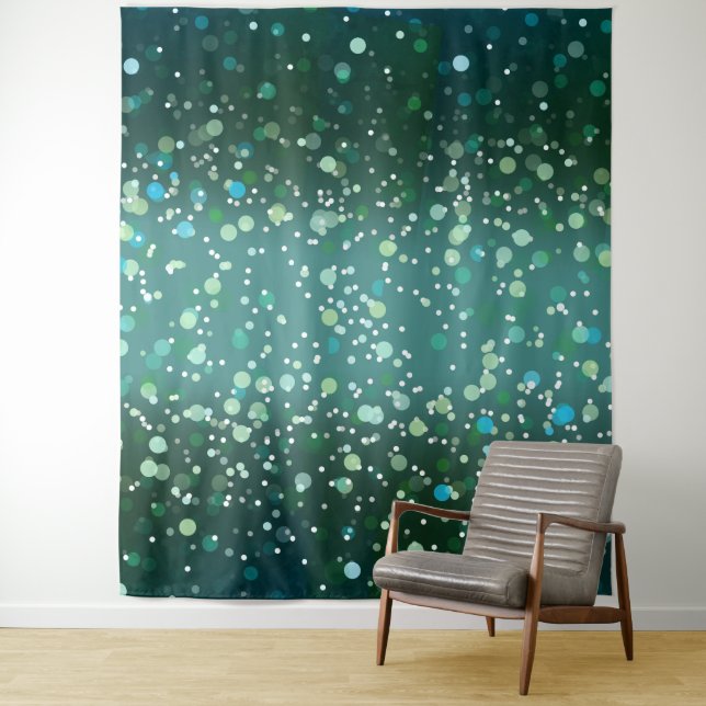 Green Turquoise Pattern Tapestry (In Situ)