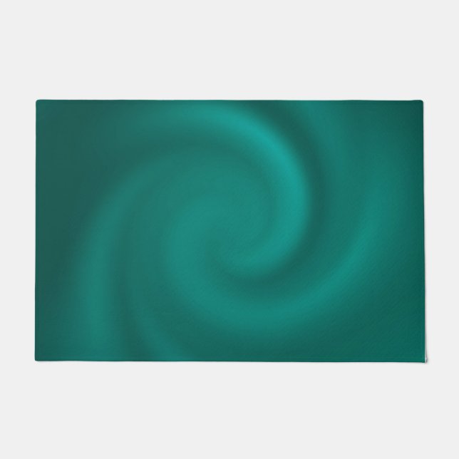 Green, turquoise spiral pattern doormat (Front)