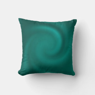 Green, turquoise spiral pattern. throw pillow