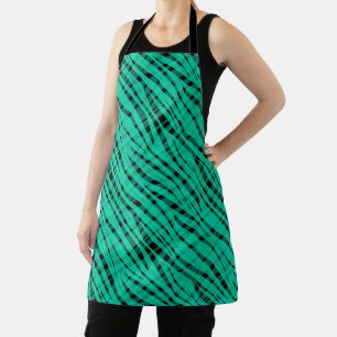 Green turquoise tiger abstract print apron