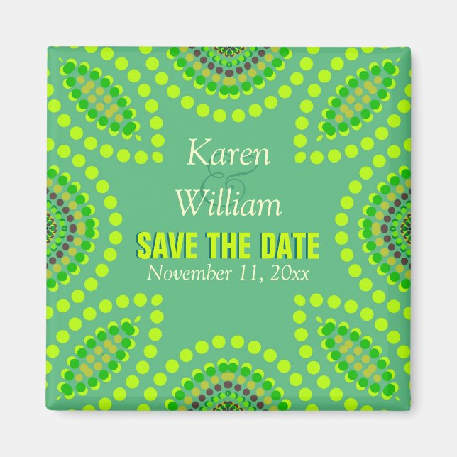 Green Turquoise Tribal Save the Date Magnet (Devant)