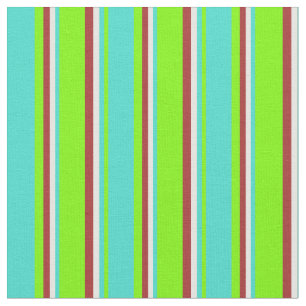 Green, Turquoise, White & Brown Coloured Lines Fabric