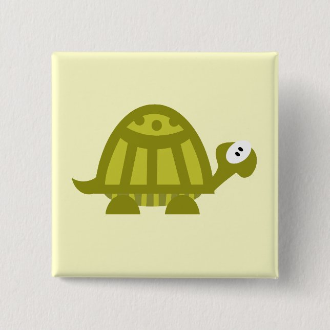 Green Turtle 2 Inch Square Button (Front)