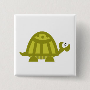 Green Turtle 2 Inch Square Button