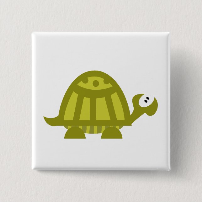 Green Turtle 2 Inch Square Button (Front)