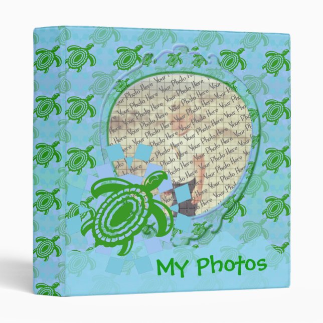 Green Turtle Customizable 1" Photo Binder (Front/Spine)