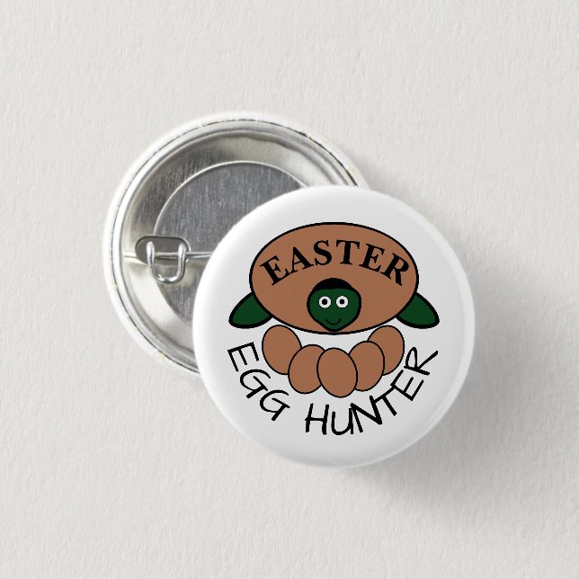 Green Turtle Egg, Easter Egg Hunter 1 Inch Round Button (Front & Back)