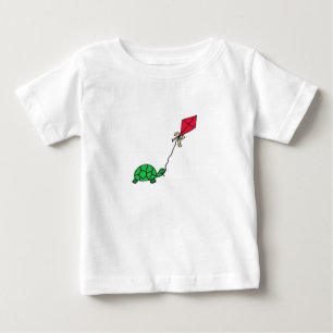 Green Turtle Flying Red Kite Baby T-Shirt