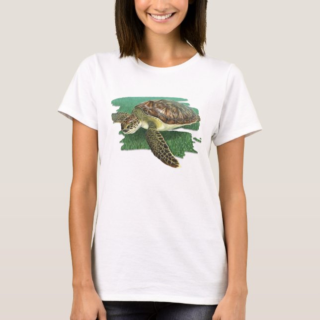 Green Turtle in Habitat T-shirt (Front)