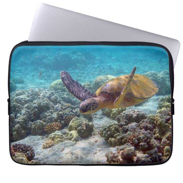 Green Turtle Laptop Sleeve (Front)