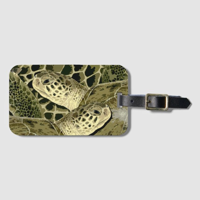 Green Turtle Luggage Tag (Front Horizontal)