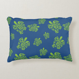 Green Turtle Pattern Accent Pillow