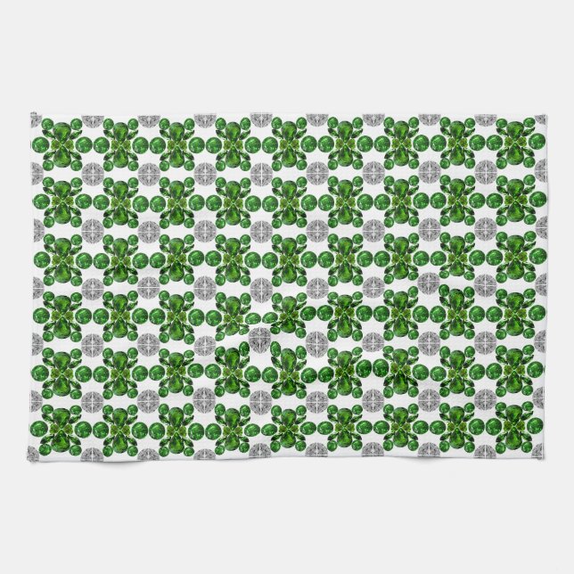 Green Turtle Pattern Kitchen Towel (Horizontal)
