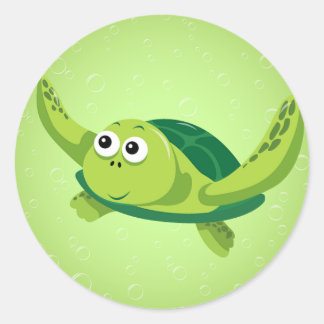 Green Turtle Round Sticker