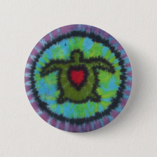 Green Turtle Tie Dye Button Flair