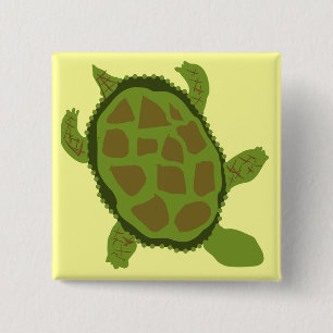 Green Turtle Tshirts and Gifts 2 Inch Square Button