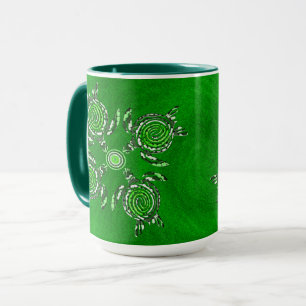 Green Turtles Dot Art,  Combo Coffee Mug