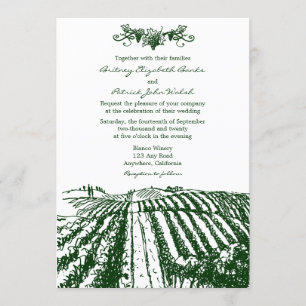 Green Tuscan Winery Vineyard Wedding Invitations